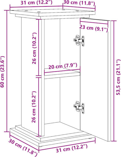 vidaXL Pflanzenständer Holz Weiß 31cmx30cmx60cmcm.