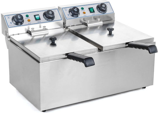 Elektrische Fritteuse Doppelkammer Timer 2x9l