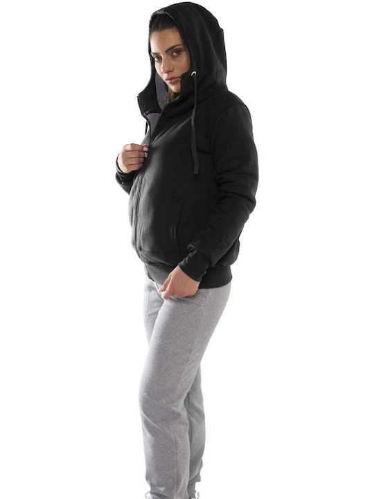 Bodymove Herren Sweatshirt Jacke mit Kapuze und Taschen Schwarz