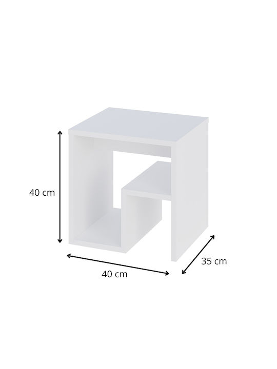 Rectangular Side Coffee Table Bon Wooden White W40xL35xH40cm