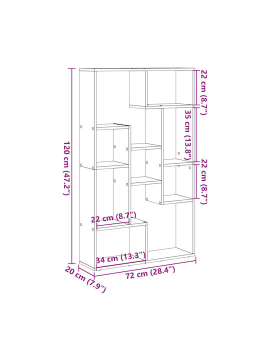 vidaXL Bookcase Smoked Oak 72x20x120 cm