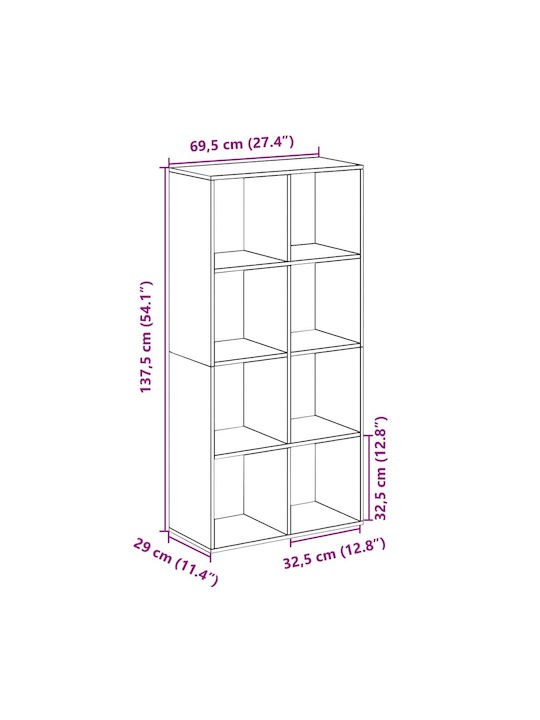 White Bookcase 69.5x29x137.5cm
