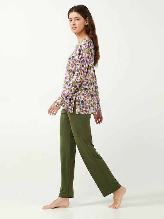 Vamp Winter Damen Pyjama-Oberteil Green Moss