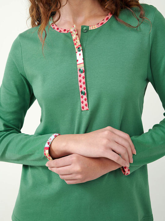 Vamp Winter Women's Pyjama Top Green Barley