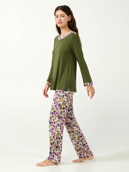 Vamp Winter Damen Pyjama-Oberteil Green Moss