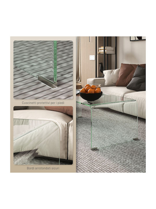 HomCom Funktionales Design Zentral Kaffeetisch Glas Transparent M100xP50xH35cm