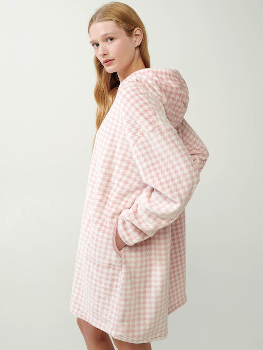 Vamp Winter Fleece Women's Nightdress Pink Peach