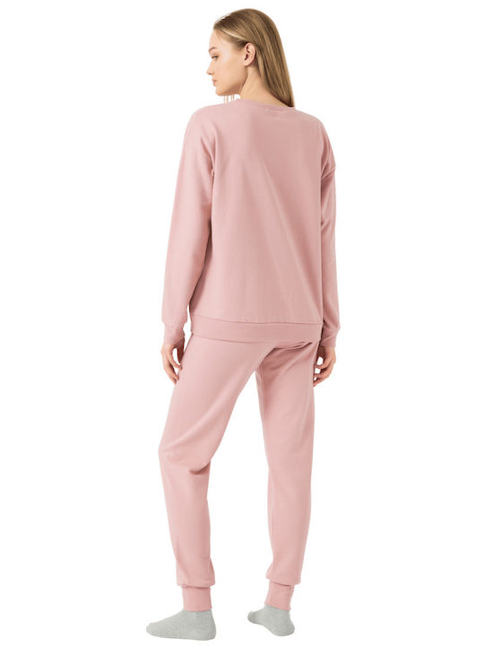 Minerva Winter Damen Pyjama-Set Baumwolle Dusty Pink