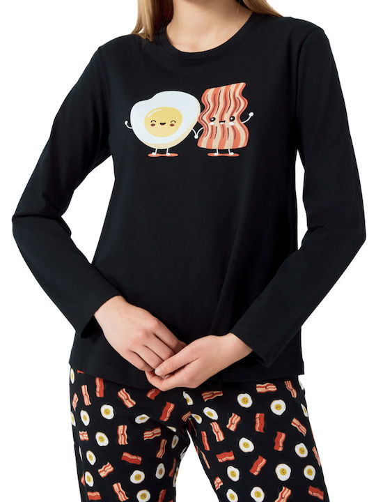 Minerva Winter Damen Pyjama-Set Black Egg Cited