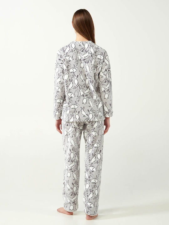 Vamp Winter Women's Pyjama Top Light Gray Bunnies