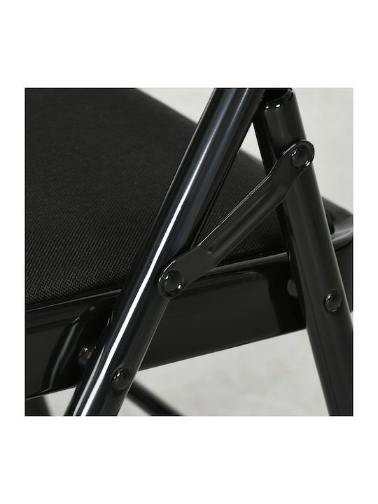 Foldable Kitchen Metallic Chair Black Velvet-Black Metal 4pcs