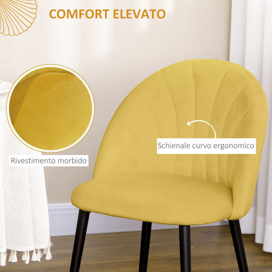 Dining Room Fabric Chair Yellow and Black 52x54x79cm 2pcs