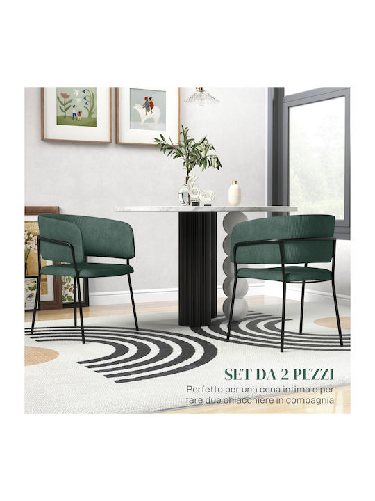Kitchen Fabric Armchair Green 57x53x73cm 2pcs