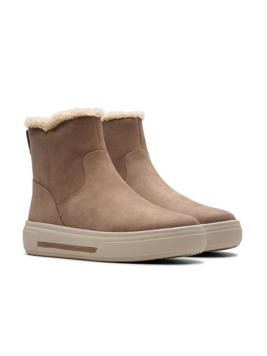 Clarks Leder Damen Knöchelstiefel Beige