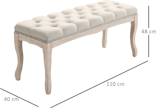 Ταμπουρέ Επενδυμένο με Ύφασμα Μπεζ 110x40x48εκ.