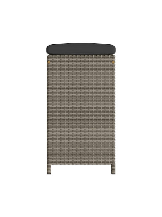 Hocker für Bar Für den Außenbereich Rattan mit Kissen Gray 2Stück 40x40x76cm