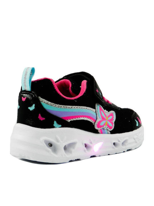 Παιδικά Sneakers με Σκρατς & Φωτάκια Μαύρα