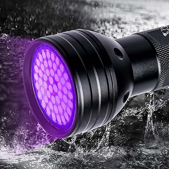 LED UV Taschenlampe Zola Wasserdicht Aluminium 51 LEDs Länge 15 cm Schwarz