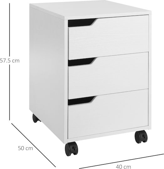 Συρταριέρα Γραφείου από MDF & Μέταλλο Λευκό 40x50x57.5cm