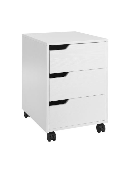 Schublade Büro aus MDF & Metall mit Rollen White 40x50x57.5cm