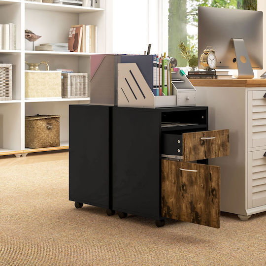 Συρταριέρα Γραφείου Ξύλινη Καφέ Και Μαύρο 40x35x60cm