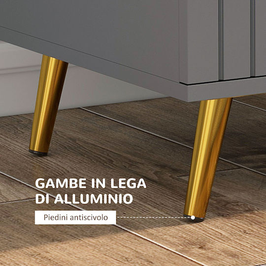 Wooden & Metallic Chest of Drawers with 3 Drawers Gold and Dark Grey 60x40x71.5cm