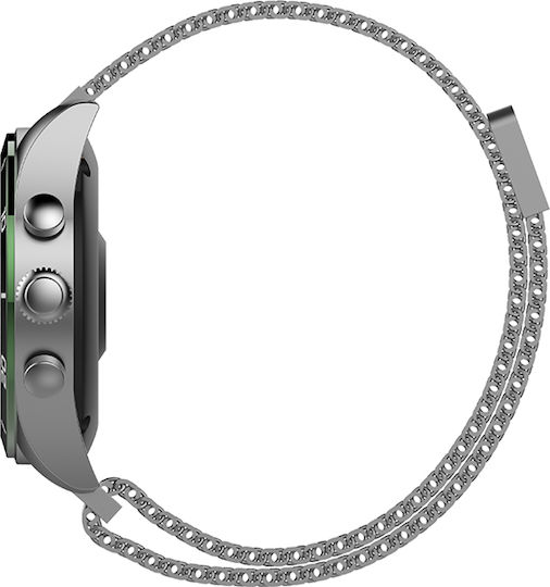 Forever Icon AW-100 42mm Smartwatch cu Pulsometru (Green / Silver Mesh)