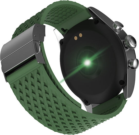 Forever Icon AW-100 42mm Smartwatch cu Pulsometru (Green / Silver Mesh)