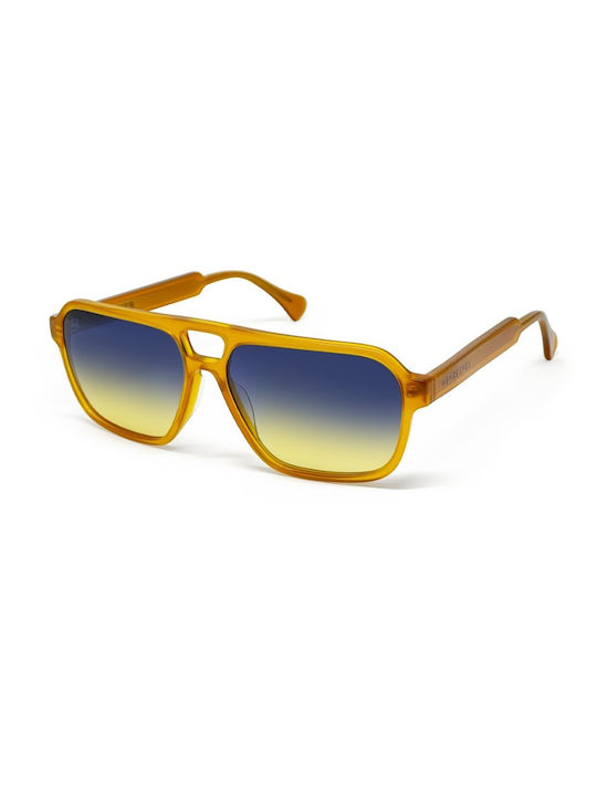 Weareyes Double B Sunglasses with Yellow Plastic Frame and Blue Gradient Lens WAE.DB.00.01