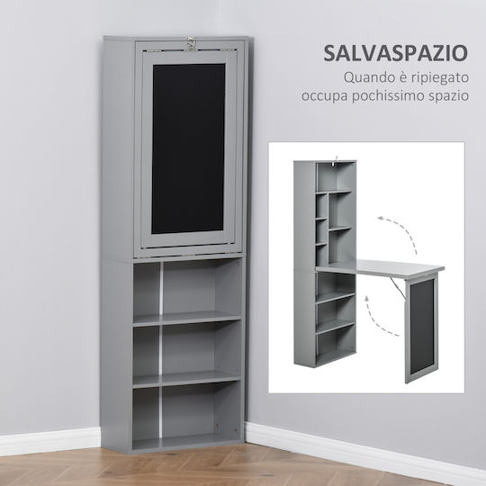 Schreibtisch Holz mit Bücherregal Gray mit Metallbeinen 98x51x153cm