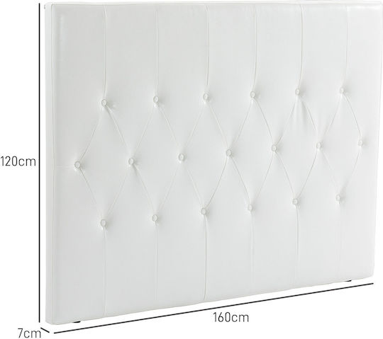 HomCom Κεφαλάρι Κρεβατιού με Δερματίνη Λευκό 160x120cm