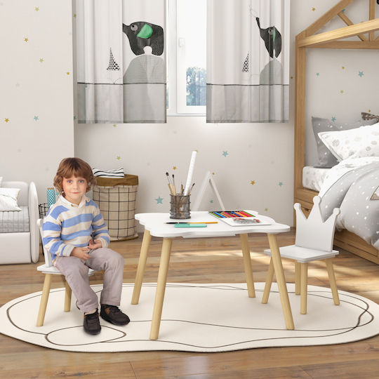 Kids Table and Chairs Set for Painting White Aiyaplay