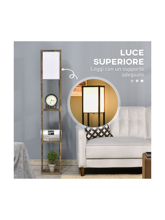 HomCom Lampa de podea Î160xL26cm. cu Soclu pentru Bec E27 Maro