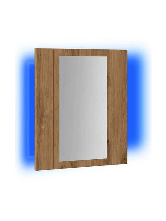 vidaXL Oglindă de Baie Lumini LED din Plastic cu Dulap 40x12cm Maro