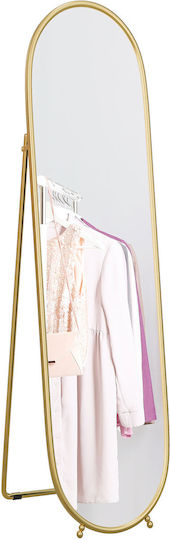 HomCom Boden- oder Standspiegel Oval mit Gold Metallischem Rahmen 159x41cm