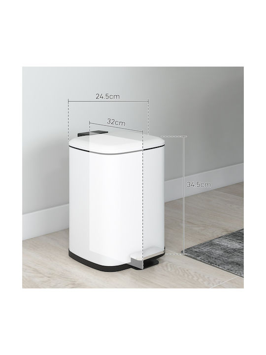 HomCom Waste Bin Waste Metallic with Pedal White 12lt 1pcs