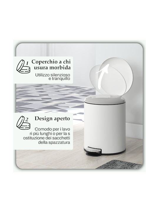 HomCom Abfalleimer Abfall Metallisch mit Pedal Beige 20Es 1Stück