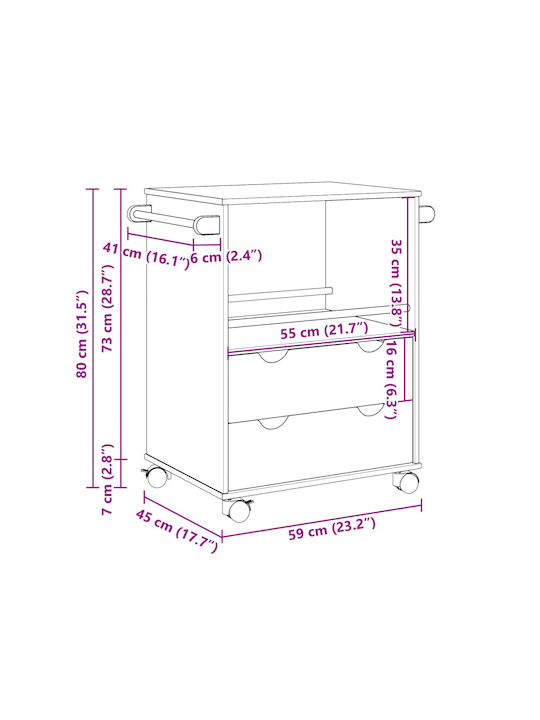 Επιδαπέδιο Ντουλάπι Καφέ 59x45x80εκ.