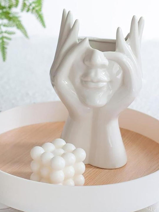 Ceramic Flower Pot Zola Thinking Woman's Face 18 X 16 X 10 Cm