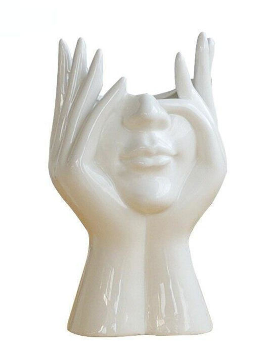 Ceramic Flower Pot Zola Thinking Woman's Face 18 X 16 X 10 Cm
