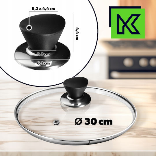 Kadax Καπάκι για Τηγάνι και Κατσαρόλα Γυάλινο 30cm 30778