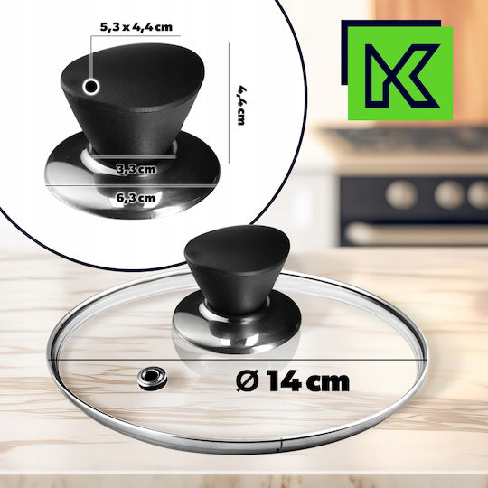 Kadax Καπάκι για Τηγάνι και Κατσαρόλα Γυάλινο 14cm 30770