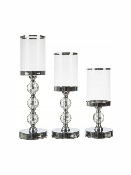 Kerzenhalter Zola Spiegel-Einsätze Verschiedene Größen 28 34,3 40,9 cm Metall Glas Kunststoff