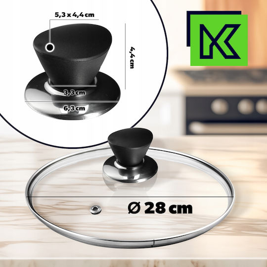 Kadax Καπάκι για Τηγάνι και Κατσαρόλα Γυάλινο 28cm 30777