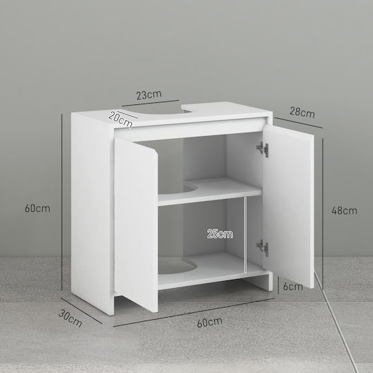 HomCom Πάγκος με Νιπτήρα Μ60xΒ60xΥ30cm Λευκό