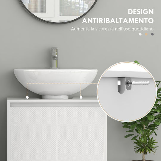 HomCom Πάγκος με Νιπτήρα Μ60xΒ60xΥ30cm Λευκό