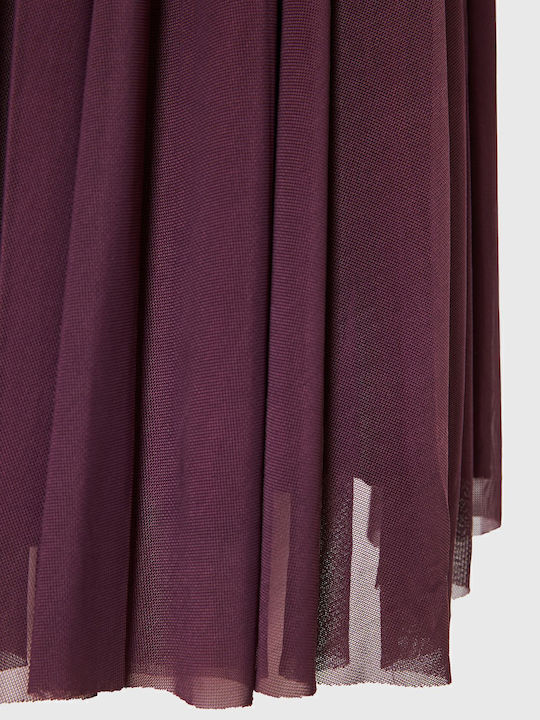 Mini Abendkleid mit Tüll & Rüschen Burgundisch