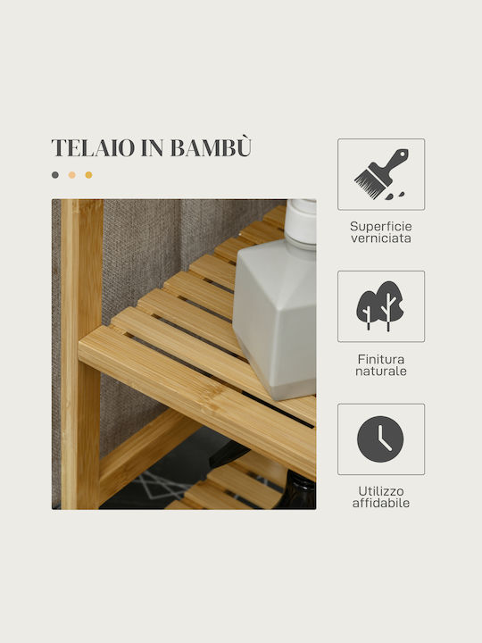 HomCom Καλάθι Απλύτων Bamboo 57.4lt Γκρι