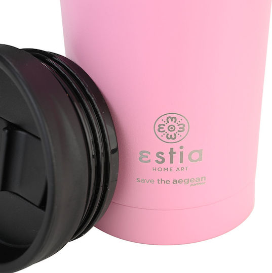 Estia Travel Mug Save The Aegean Glass Thermos Stainless Steel BPA Free 500ml Blossom Rose