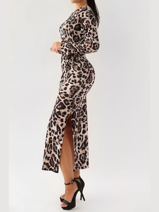 Rea Leopard Maxi Rib Dress